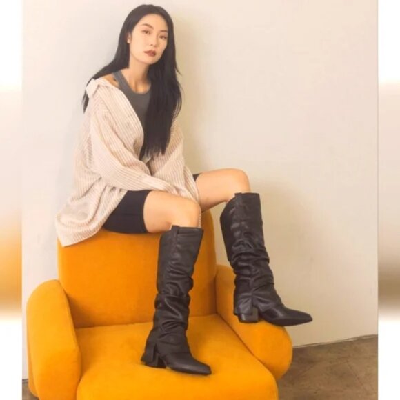 Oasis Society The Thea - Fold Over Black Boots - 8.5 - Picture 2 of 9